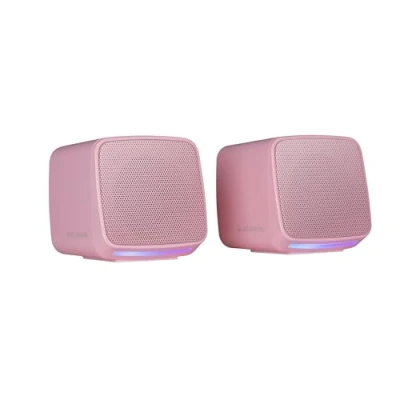 Afbeelding van MARSGAMING MS PRO Compacte luidspreker 10 W met dynamische RGB verlichting voor pc besturingsbox en 3,5 mm jack ingang, compatibel pc/Mac/smartphone/tablet, roze