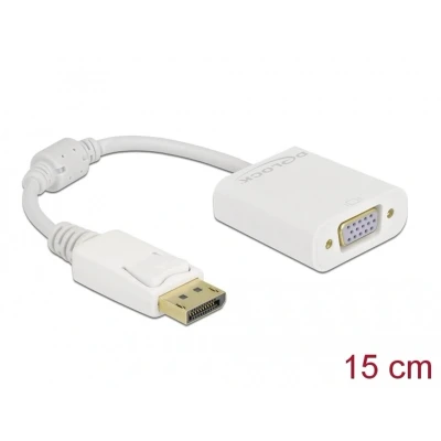Afbeelding van Delock Adapter DisplayPort 1.2 male naar VGA female passief Wit (VGA, 15 cm), Data + Video Adapter,