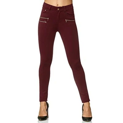 Afbeelding van Elara Chunkyrayan Jeggingbroek voor dames, stretch, skinny fit, Rode wijn