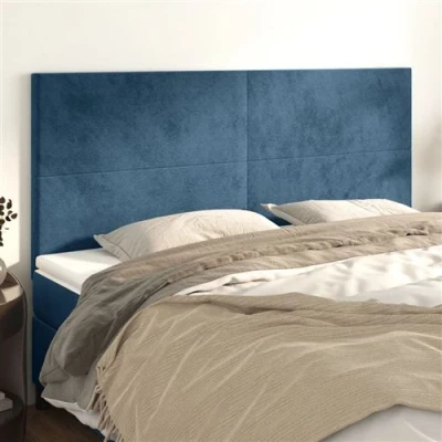 Afbeelding van vidaXL Hoofdborden 4 st 90x5x78/88 cm fluweel donkerblauw