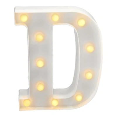Afbeelding van JANDEI Lichtgevende letters en cijfers, warm licht, decoratie milieu, bedlampjes, vitrines, bruiloften, verjaardagen, feestjes. Werkt op AA batterijen niet inbegrepen (Brief D)