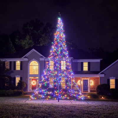 Afbeelding van Fairybell Vlaggenmast Kerstboom 6 meter 1200 LED lampjes Multi colour