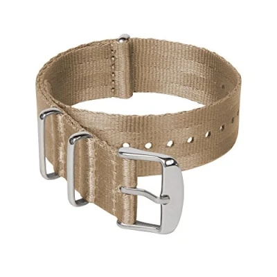 Afbeelding van Archer Watch Straps Hoogwaardige NATO nylon geweven veiligheidsband, robuuste horlogeband in militaire stijl, keuze uit kleuren en maten (18 mm, 20 22 mm), Kaki / roestvrijstalen onderdelen, riem