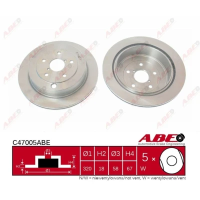 Afbeelding van ABE C47005ABE Remschijf Achteras 319,5 18 5 58 Geventileerd