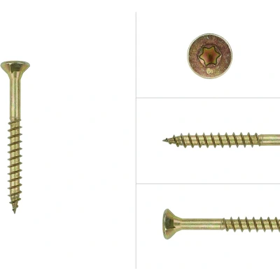 Afbeelding van Wovar Spaanplaatschroeven Geel Verzinkt 5 x 40 mm Torx 25 met snijpunt Doos 200 Stuks