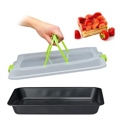 Afbeelding van Relaxdays bakvorm met deksel taartdoos transportbox voor taart 3 in 1 groen