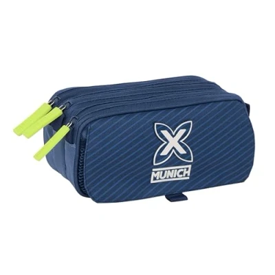 Afbeelding van Pennenetui met 3 vakken Munich Blue indigo Blauw 21,5 x 10 8 cm