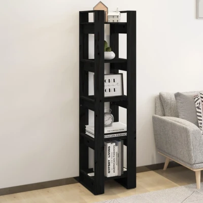 Afbeelding van Boekenkast/kamerscherm 41x35x160 cm massief grenenhout zwart