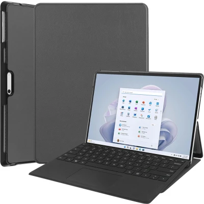Afbeelding van iMoshion Tablet Hoes Geschikt voor Microsoft Surface Pro 9 / 10 Trifold Bookcase Grijs