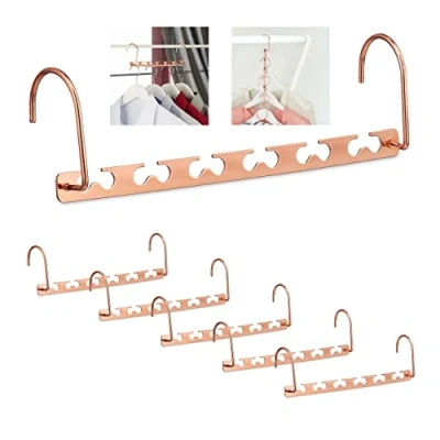 Afbeelding van Relaxdays ruimtebesparende kledinghangers 6x kledingkast organizer magische hanger