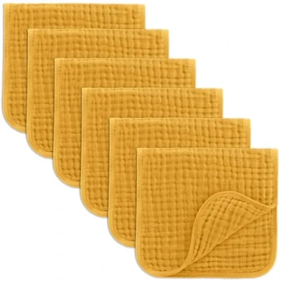 Afbeelding van Comfy Cubs set van 6 slabbetjes chiffon, 50 x 25 cm, grote ultra absorberende luiers, 100% katoen, voor kwijlen en vuil, veilige zachte jongens meisjes