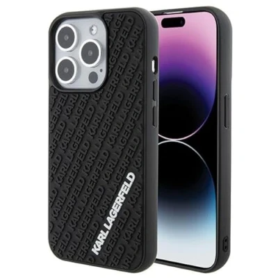 Afbeelding van iPhone 15 Pro Backcase hoesje Karl Lagerfeld Effen Zwart TPU (Zacht)