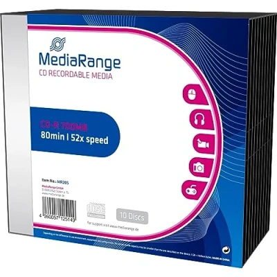 Afbeelding van MediaRange CD R 80Min 700MB Speed 52x Slimcase 10 stuks