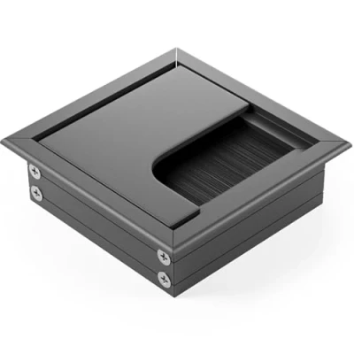 Afbeelding van ATM® Kabeldoorvoer zwart 80 x mm aluminium kabelgoot voor meubels met borstelafdichting geïntegreerd design mat
