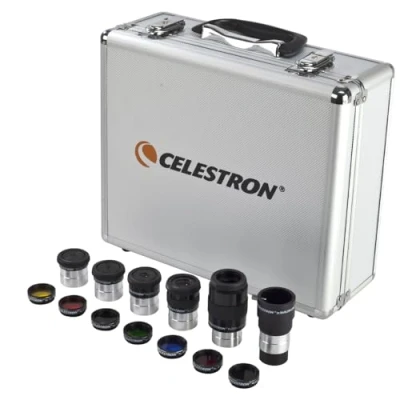 Afbeelding van Celestron 94303 1,25 inch oculair en filterset, 14 delig in met schuim gevoerde metalen draagtas, zilver