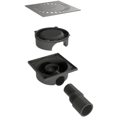 Afbeelding van Easy Drain Aqua Compact doucheput met RVS rooster inbouwdiepte 60mm.