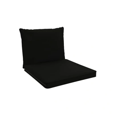 Afbeelding van POKAR Set van 2 tuinstoelkussens in rotan voor bank of pallet, zitkussen 70 x 5 cm + rugkussen 40 15 cm, zwart