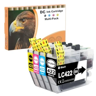 Afbeelding van D&amp;C LC422 Lot de 4 cartouches d&#039;encre, compatibles avec Brother LC 422 LC422XL, pour MFC J5340DW, J5345DW, J5740DW, J6540DW, J6940DW (noir, cyan, magenta, jaune)