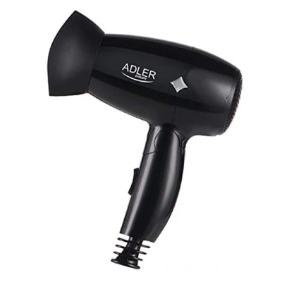 Image de Sèche cheveux de Voyage Pliable Compact 2 Niveaux Puissance Buse 360 Adler AD2251 1400 Noir