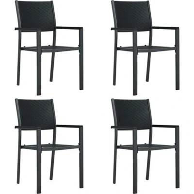 Afbeelding van Tuinstoel 4 st rattan look kunststof zwart
