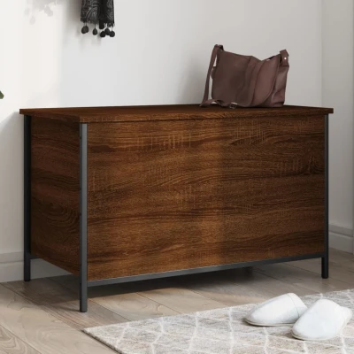 Afbeelding van Opbergbankje 80x42,5x50 cm bewerkt hout bruineikenkleurig