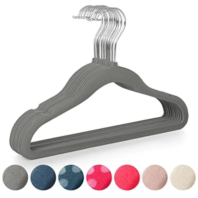 Afbeelding van Laleni Fluwelen Kledinghangers Kinderen Kleerhangers Peuter Grijs Set van 30