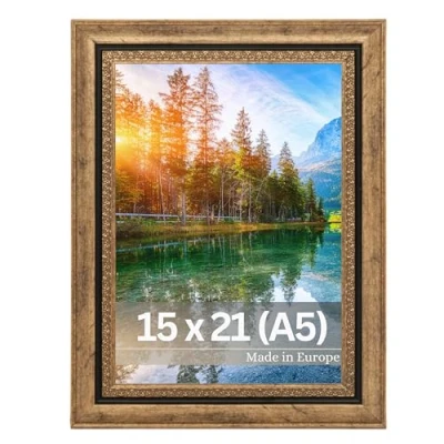Afbeelding van Victor Fotolijst &quot;Boho&quot; Goud in 15 x 21 cm lijst: 30 16 mm Vintage Rustiek A5 Gouden 20 Landhuis