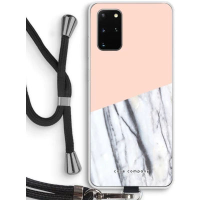 Afbeelding van Case Company® hoesje met Koord geschikt voor Samsung Galaxy S20 Plus A touch of peach Telefoonhoesje Zwart Bescherming aan alle Kanten en Over de Schermrand
