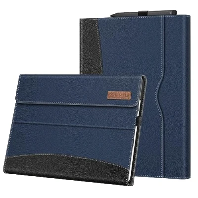 Afbeelding van Fintie Hoes voor Microsoft Surface Pro 11 / 10 9 13 inch PU lederen beschermhoes met kaartsleuven en penhouder, compatibel type cover, marineblauw