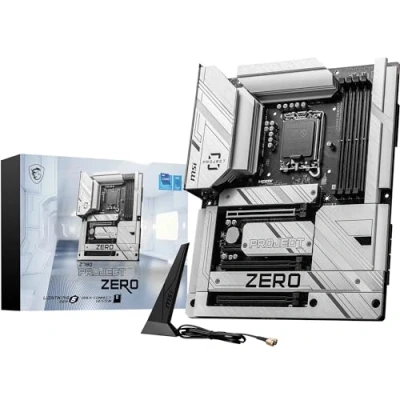 Image de MSI Z790 PROJECT ZERO carte mère ATX Socket LGA1700 Chipset USB 3.2 Gen 1, 2, C Gen2, 2x2 2.5 Gigabit LAN, Wi Fi 7, Bluetooth graphique embarquée (unité centrale requise) audio HD (8 canaux)