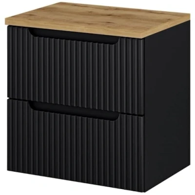 Afbeelding van Wastafelonderkast Newport 60x60x40 cm zwart en eikenkleurig [en.casa]