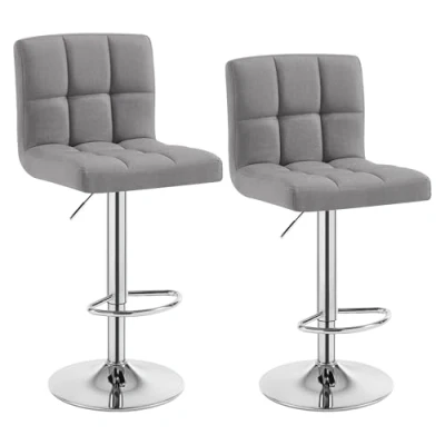 Afbeelding van WOLTU BH32sz 2 Barkrukken Zwart set van In Linne,Barstoelen hoogte verstelbare kruk Draaibare
