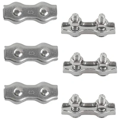 Afbeelding van M6 Duplex Clips Kabelbinders van Roestvrij Staal 304 voor Down Touwen Metalen Kabel Zonnescherm Hangend Patio Vaste 6 stuks