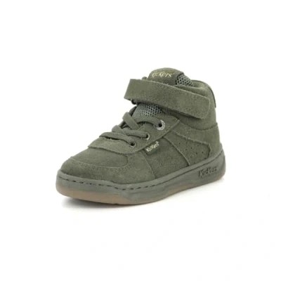 Afbeelding van Kickers Sneakers Hautes CUIR Kickalien Babyschoenen voor kinderen, Maat: 28, Kaki Leer