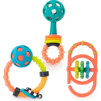 Afbeelding van Sassy Rammelaar en grijpspeelgoed baby Set van 3 speeltjes My First Rattle