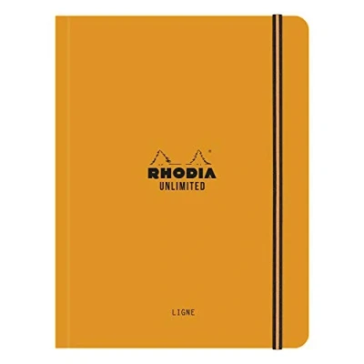 Afbeelding van RHODIA 118978C elastisch notitieboek Unlimited oranje A5 16 x 21 cm gelinieerd 120 afneembare pagina&#039;s wit Clairefontaine papier 80 g/m² fluweelzachte omslag onbeperkt