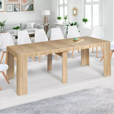 Afbeelding van Table console extensible ORLANDO 14 personnes 300 cm bois façon hêtre