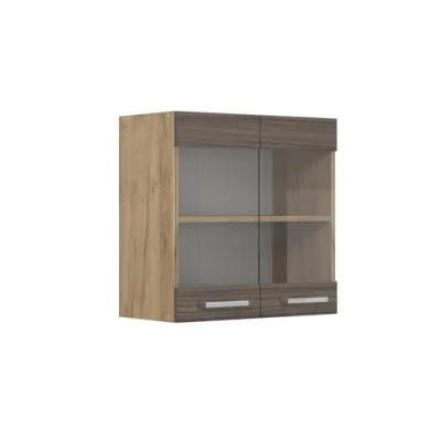 Afbeelding van Vicco Glazen keukenkast R Line, Edel grijs/Krachtige eik goud, 60 cm