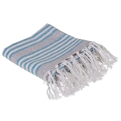 Afbeelding van Hamamdoek Blauw Wit Saunadoek Premium Fouta Hammamdoek 80 x 170 cm