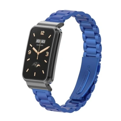 Afbeelding van Metalen schakelband met case Blauw Xiaomi Smart band 7 Pro
