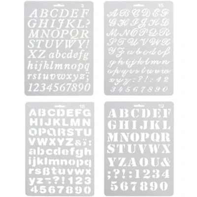 Afbeelding van 4 stuks kunststof sjablonen voor kunsttekeningen, knutselsjablonen, kranten, fotoalbums, kalenders, boeken, dagboeken, kunstprojecten