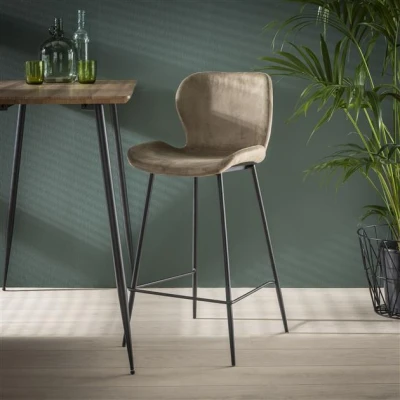 Afbeelding van Hoyz Barstoel Velvet Champagne 4 stuks