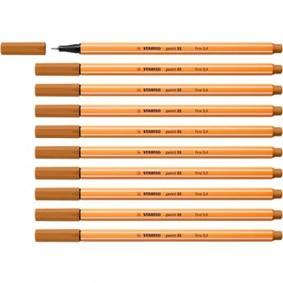 Afbeelding van STABILO point 88 Premium Fineliner Fine 0,4 mm Donker Okergeel Doos 10 stuks