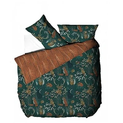 Afbeelding van furn. Beddengoedset met dekbedovertrek en bosfauna, smaragd, super kingsize