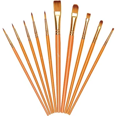 Afbeelding van Vicloon Olieverfkwast, 10 stuks acrylverfkwasten, verfborstel, verjaardagscadeaus voor beginners, kunstenaars, kinderen