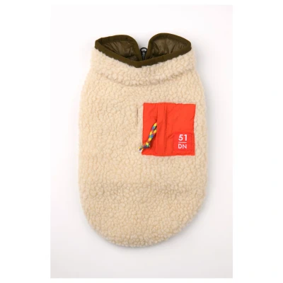 Afbeelding van 51 Degrees Jules Coat Beige&amp;Olijfgroen Hondenkleding 42 cm