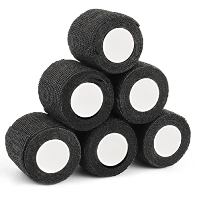 Afbeelding van Emalla Set van 6 zelfklevende pleisters 5 x yards Elastische sportbandage Tattoo accessoires Zwart