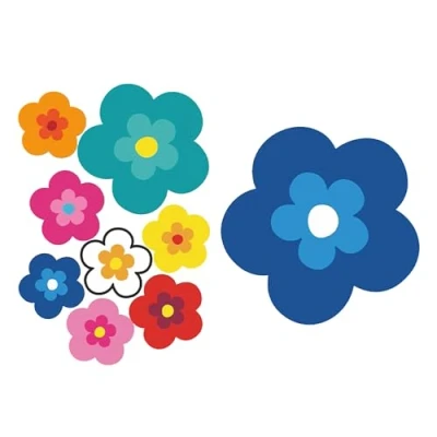 Afbeelding van tradercat Pril Set van 8 autostickers bloemen Retro stijl voor elk glad oppervlak Ideaal je auto (blauw)