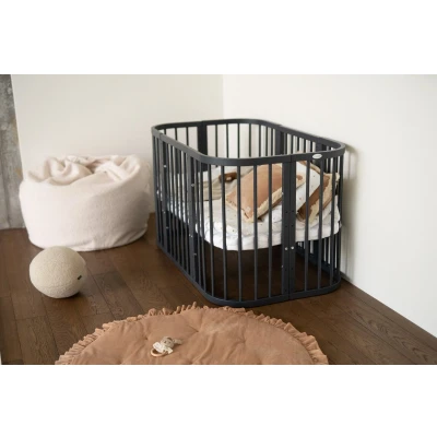 Afbeelding van Multifunctioneel 7 in 1 Babybed / peuterbed Antraciet incl. matras