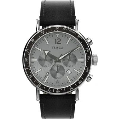 Afbeelding van Timex Standard Chrono TW2W47400 Horloge Leer Zwart Ø 43 mm